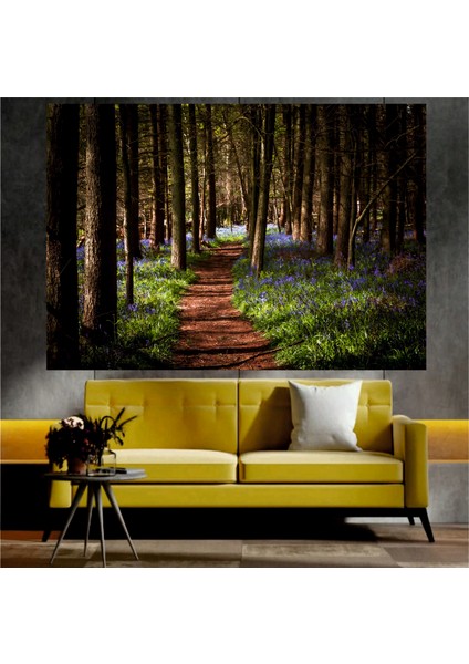 Orman ve Yol Manzaralı Sanatsal Dekoratif Duvar Tablosu