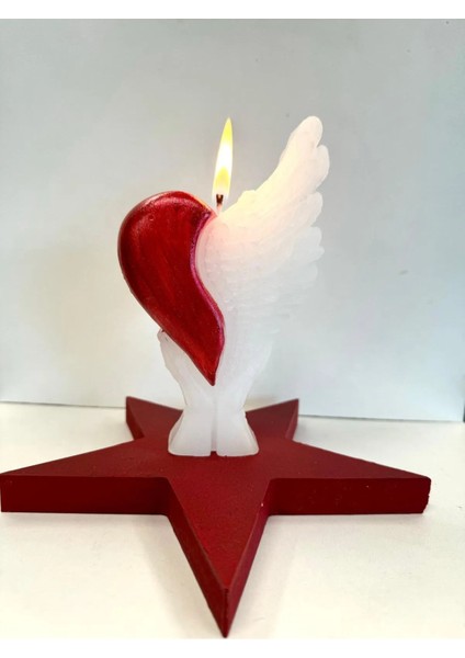 Arescollection Kalpli Kanatlı Dekoratif Sevgililer Günü Özel Mum