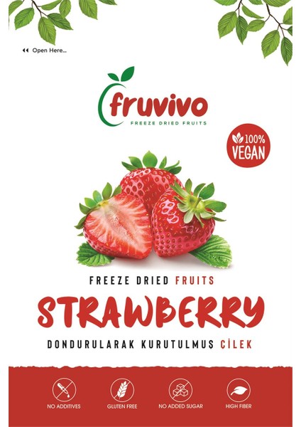 Dondurularak Kurutulmuş Çilek, 15 gr Vegan, Glutensiz Kurutulmuş Meyveler