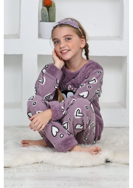 4994 Kız Çocuk Penguenli Polar Uzun Kol Pijama Takımı