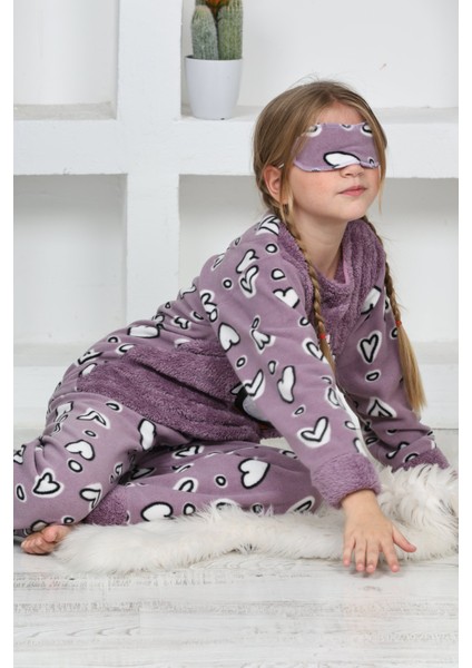 4994 Kız Çocuk Penguenli Polar Uzun Kol Pijama Takımı modelleri