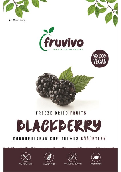 Dondurularak Kurutulmuş Böğürtlen 20 gr, Vegan, Glutensiz Kurutulmuş Meyveler