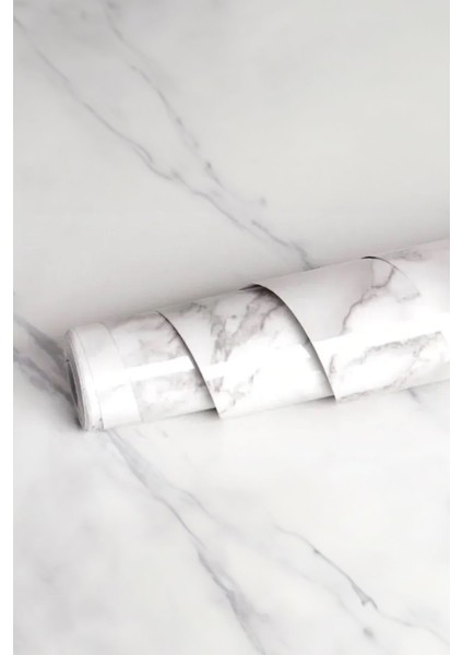 Dekoratif Duvar Kağıdı Kaplama, Mermer Desenli Siyah Mutfak Tezgah Üstü Yapışkanlı Folyo 5 Metre