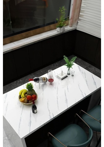 Dekoratif Duvar Kağıdı Kaplama, Mermer Desenli Siyah Mutfak Tezgah Üstü Yapışkanlı Folyo 5 Metre fiyatları