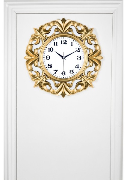 Şık Görünüşlü Renkli Duvar Saati 39 cm Büyük Boy Gold Detaylı Saat fiyatları