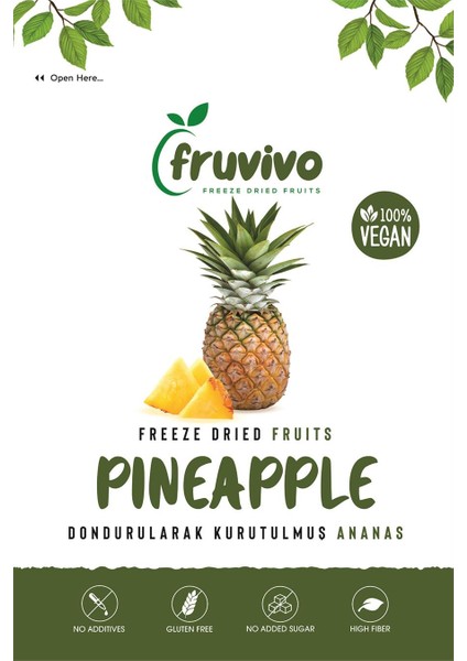 Dondurularak Kurutulmuş Ananas 20 gr, Vegan, Glutensiz Kurutulmuş Meyveler