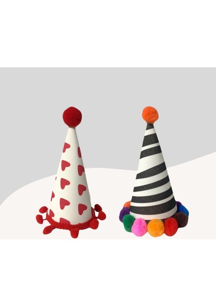 Kediler ve Küçük Irk Köpekler Için 2li Parti Şapkası PS31 (El Yapımı)