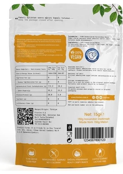 Dondurularak Kurutulmuş Kavun 30 gr, Vegan, Glutensiz Kurutulmuş Meyveler modelleri