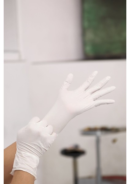Pudralı Latex Eldiven Beyaz Eldiven 24 Adet