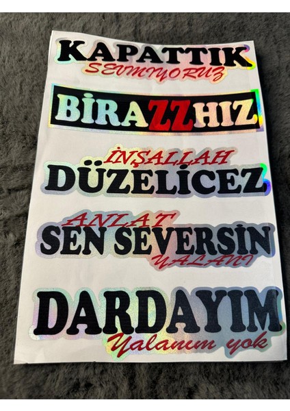 Oto Stıcker Yapıştırma Hologram Etiket Karışık 7'li