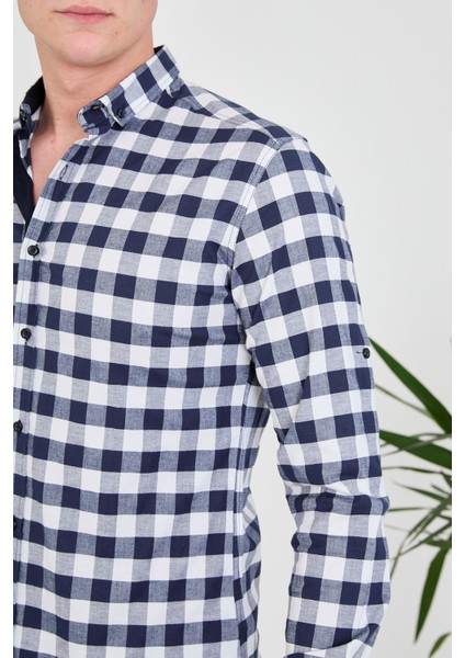 Jack Carısma Dama-Ekose Pamuklu Slim Fit Erkek Gömlek fırsatları