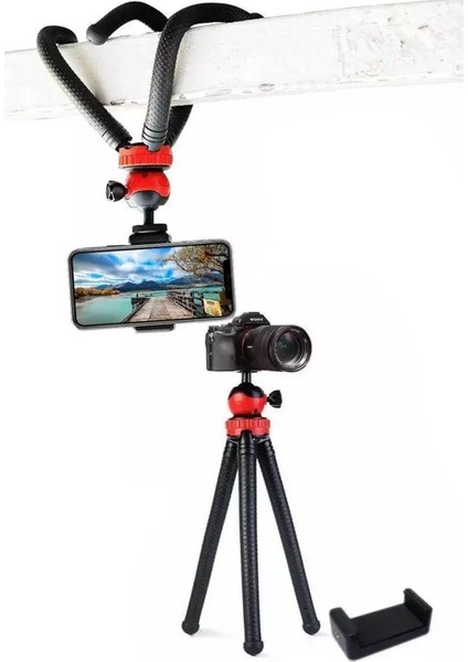 Esnek Dayanlıklı Ahtapot Tripod Kamera Telefon Tutucu Kolay Şekil Alır 3 Bacaklı
