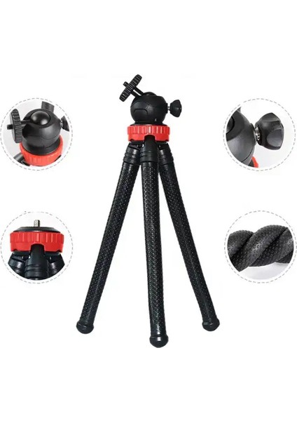 Esnek Dayanlıklı Ahtapot Tripod Kamera Telefon Tutucu Kolay Şekil Alır 3 Bacaklı