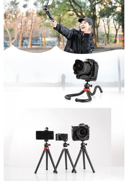 Esnek Dayanlıklı Ahtapot Tripod Kamera Telefon Tutucu Kolay Şekil Alır 3 Bacaklı