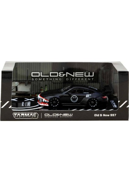 1:64 Diecast Porsche 911 (997) Old & New, Matte Black Tarmac Model Araba