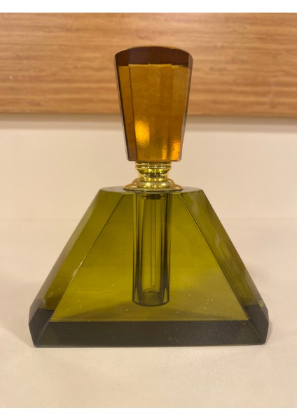 Dekoratif Kristal Parfüm Şişe Obje Üçgen Model Haki Yeşil fırsatları