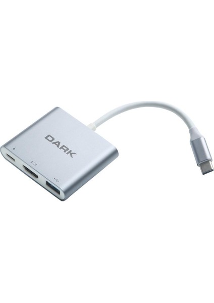 DK-AC-U31X32 3in1 Usb3.1 Type C Erkek-Usb3.0-Hdmı (4k Uhd)-Usb3.1 Type C Şarj