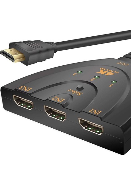 3'in 1 HDMI To HDMI Switch, Pigtail Kablolu, 4K Ultra Hd 2160P, Hd Video Anahtarı HDSW1IN3 modelleri