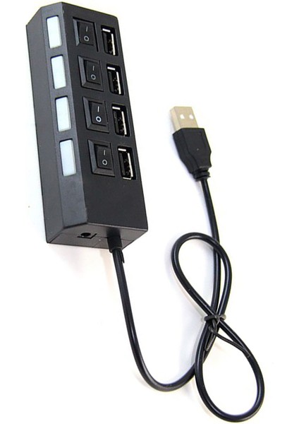 4 Port USB 2.0 Çoğaltıcı Hub, Anahtarlı ve Işıklı USB Switch, On/off Kontrol, Çoklu USB Bağlantı indirimleri
