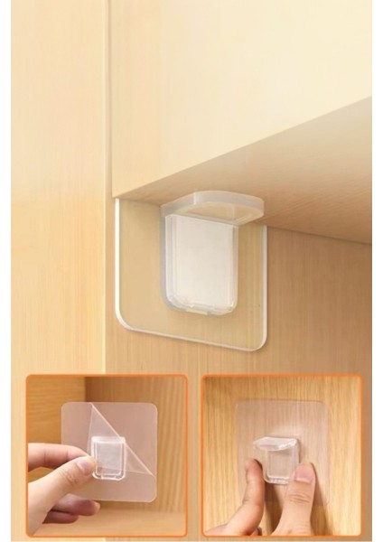 Yapışkan Raf Köşe Tutucu Klips 4 Adet Şeffaf Yapışkanlı