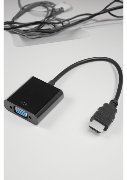 HDMI To VGA Çevirici Dönüştürücü, Monitör ve Projeksiyon Uyumlu, HDMI To VGA