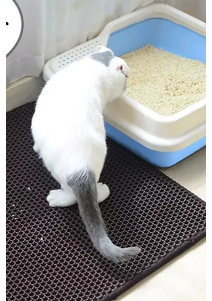 30x22 cm Elekli Kedi Kumu Paspası, Cat Paw Tuvalet Önü Paspası-Gri Kedi Paspası