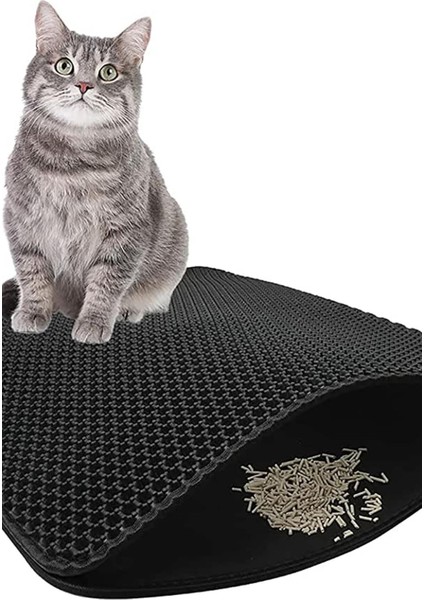 30x22 cm Elekli Kedi Kumu Paspası, Cat Paw Tuvalet Önü Paspası-Gri Kedi Paspası