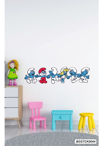 Bizerk Görsel Karikatür Şirinler/smurfs Çocuk/bebek Odası Kreş Anaokulu Duvar Sticker
