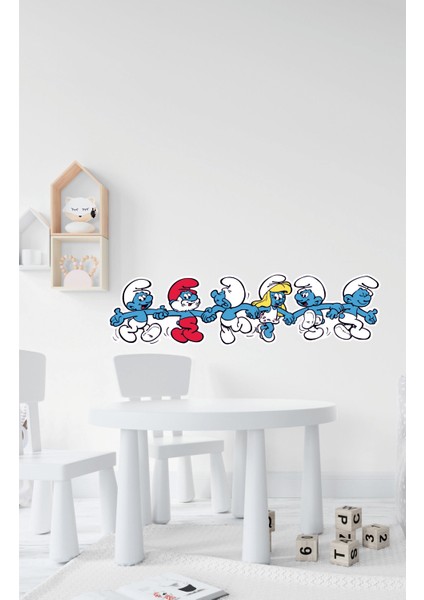 Bizerk Görsel Karikatür Şirinler/smurfs Çocuk/bebek Odası Kreş Anaokulu Duvar Sticker fiyatları