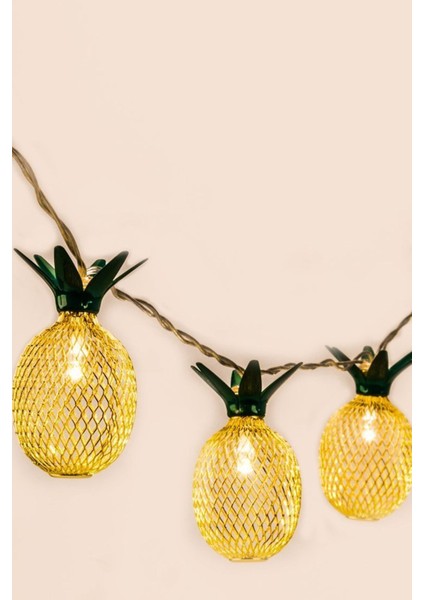 10 Ledli Ananas Şeklinde 3 Boyutlu Demir Ananas LED Işık 2 Metre