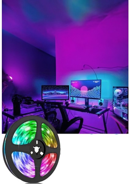 Şerit LED Rgb 16 Renk: Uzaktan Kumandalı, Tak-Çalıştır, 5 Metre, 12 Volt