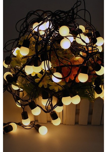 5 Metre 28'li LED Işıklı Ampul Top Dizeleri: Dekoratif, Top Led, Sarı, Şık