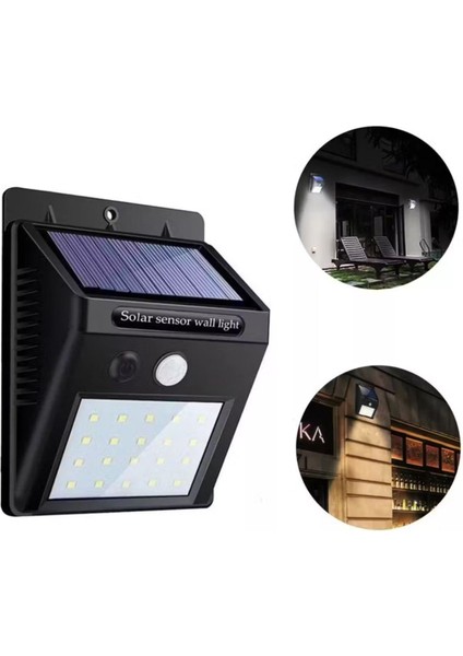 Hareket Sensörlü Güneş Enerjili Lamba 20 Adet LED Ile Sağlam Gün Işığı LED