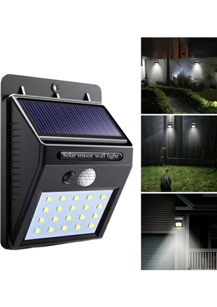 Hareket Sensörlü Güneş Enerjili Lamba 20 Adet LED Ile Sağlam Gün Işığı LED