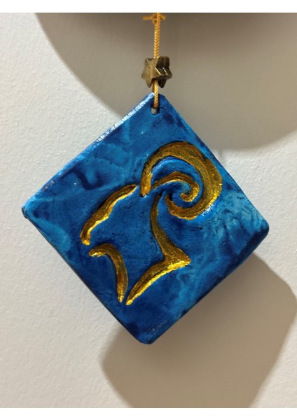 Koç Burcu Yıldız Haritalı Tabak - Pirinç Yıldız Süslü Koç Armalı Duvar Süsü - Kutusunda fiyatları