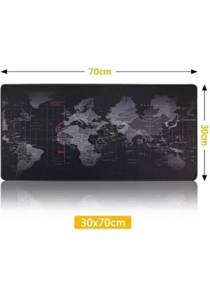 Dünya Haritalı 70X30 cm Gaming Mouse Pad Dikişli