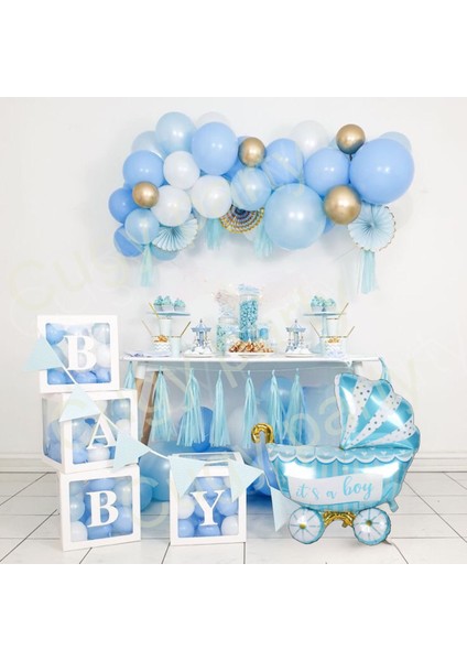 Baby Shower Konseptli Mavi Renk Mini Yeni Doğan Kutlama Parti Seti