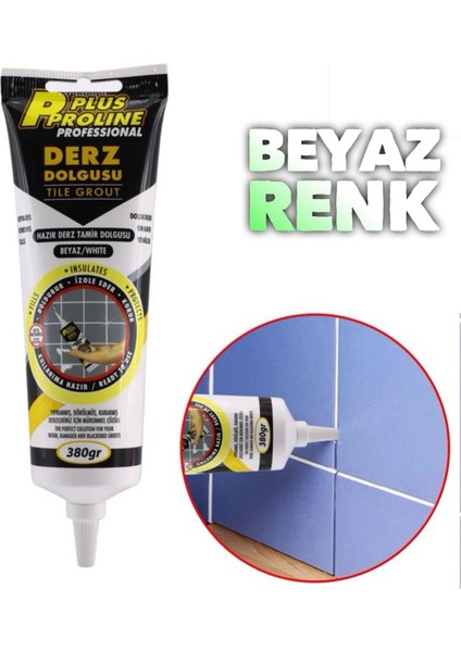 Fayans Seramik Mermer Yer Duvar İçin Tamir Wc Banyo Tadilat Derz Dolgu Beyaz 380 gr
