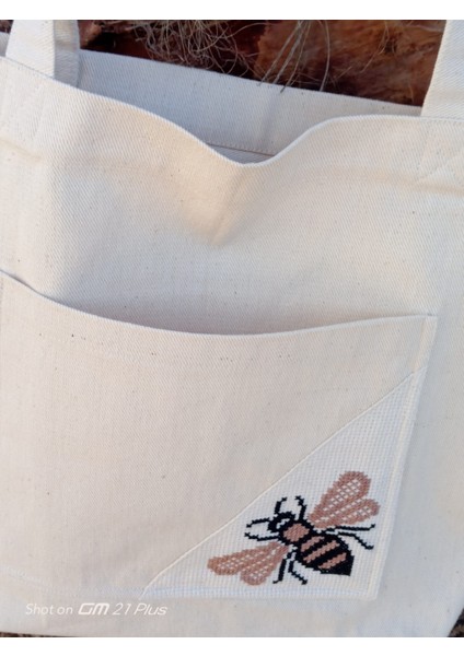 Ham Keten Etamin Arı Işlemeli Bez Omuz Çantası fiyatları