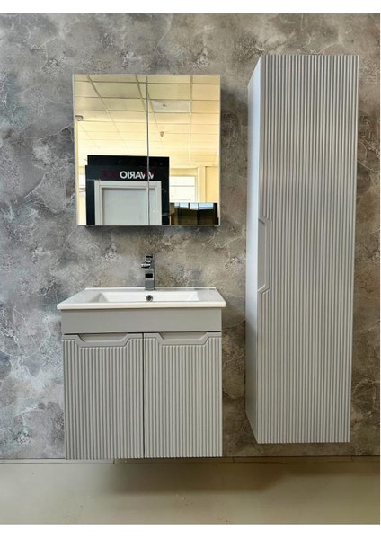 Banyo Dolabı Aynalı Cnc Işlemeli Membran Kapaklı 65 cm