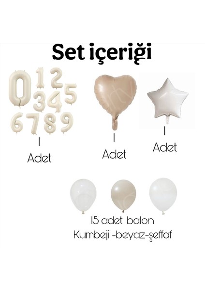 Retro Bej 6 Yaş Yıldız Kalp Detalı Mini Doğum Günü Parti Seti