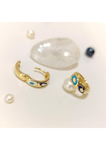 14.6mm Mİneli Göz Halka Küpe 14 Ayar Altın HD VİDEOLU