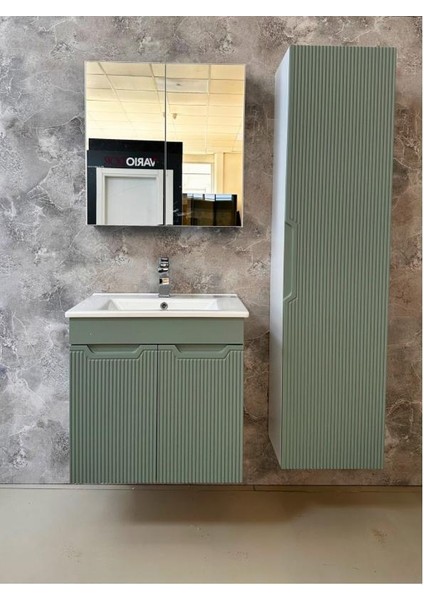 Banyo Dolabı Aynalı Cnc Işlemeli Membran Kapaklı 65 cm
