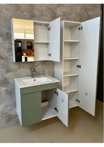 Banyo Dolabı Aynalı Cnc Işlemeli Membran Kapaklı 65 cm