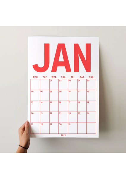 2025 Aylık Planlayıcı Duvar Takvimi, A4 Poster Takvim, Aile Takvimi, Gökkuşağı Renkleri