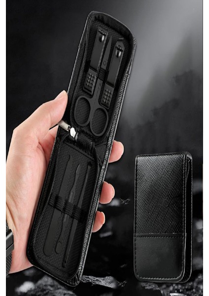 Taşınabilir Çantalı Çelik Tırnak Makası Profesyonel Manikür Pedikür Tırnak Bakım Seti 6 in 1