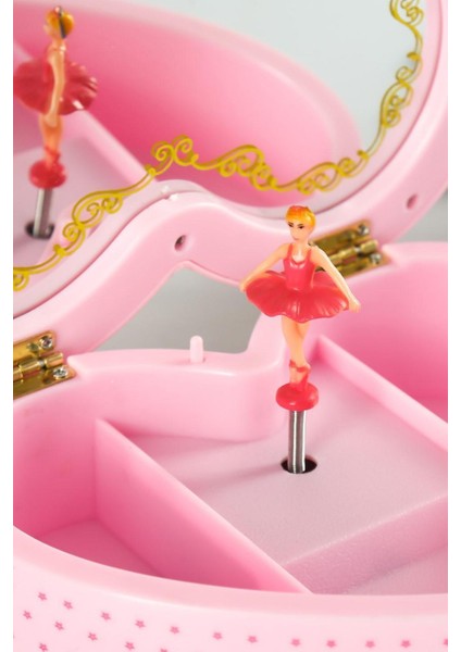 Müzik Kutusu Pembe Balerinli Aynalı Saklama Alanlı Makyaj Aynalı Ruj Saklama Kutusu modelleri