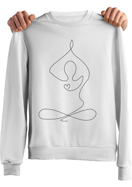 Kadın Geometrik Yoga Baskılı Regular Sweatshirt