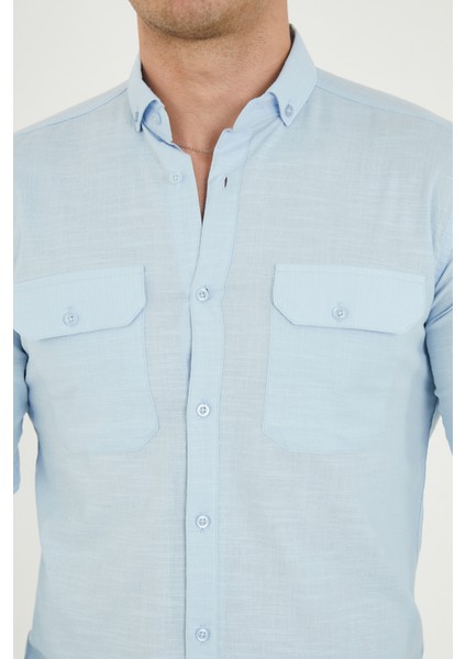 Jack Carısma Pamuk Keten Likralı-Esnek Kapaklı Çift Cep Erkek Gömlek fiyatları