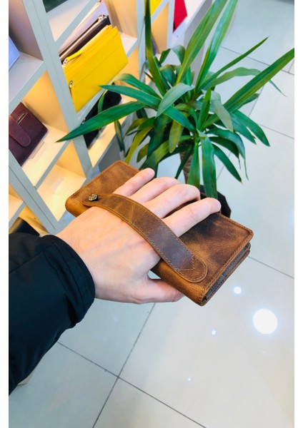 Santos Antik Taba Mıknatıslı Telefon Bölmeli Kişiye Özel Isim Baskılı El Geçmeli Dikey Cüzdan(Fermuar Bölmeli) modelleri